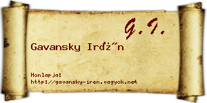 Gavansky Irén névjegykártya